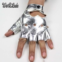 Rękawice skórzane damskie WarBLade moda rękawiczki bez palców Star Hollow Party Show oddychające pół mitenki damskie gants moto 4